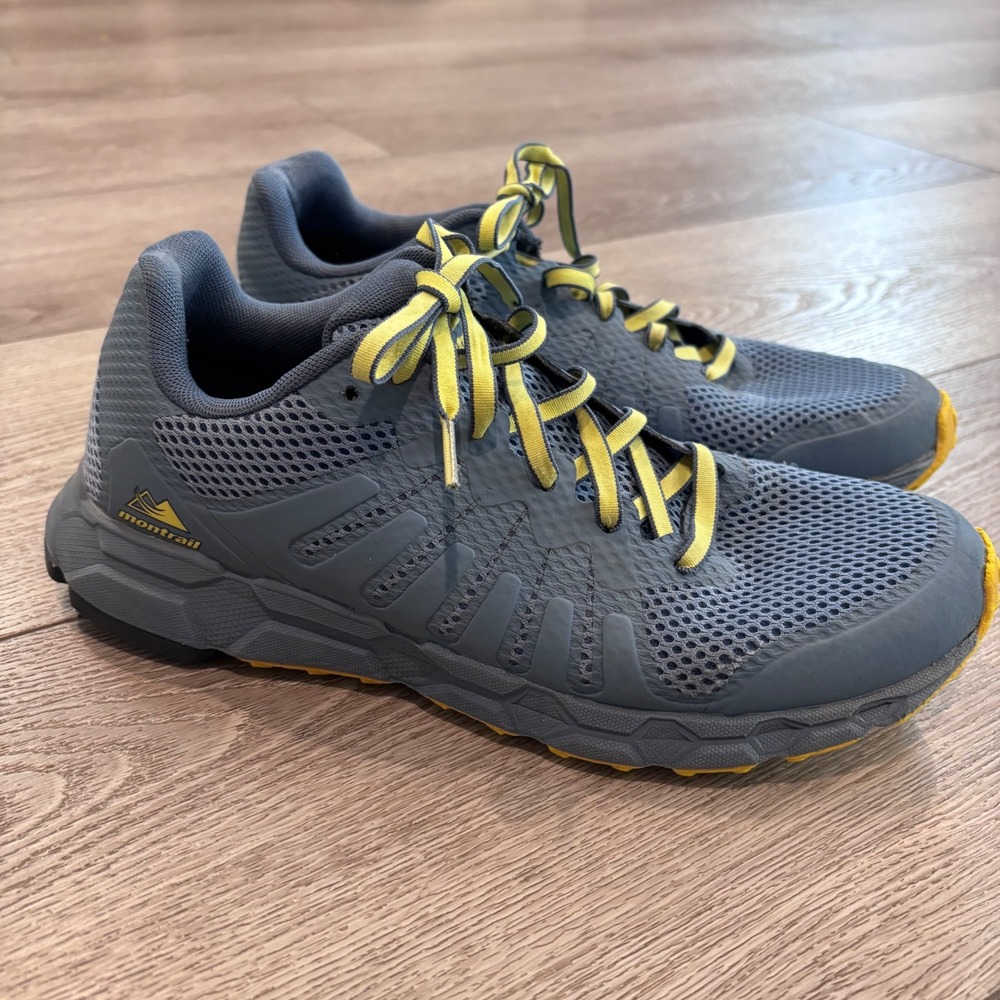 Columbia Montrail Trail Running Shoes Mens 8 Grey Blue Yellow YM0753-413 Hiking